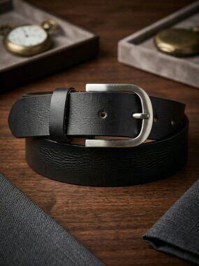Men Genuine Leather Belt, Black